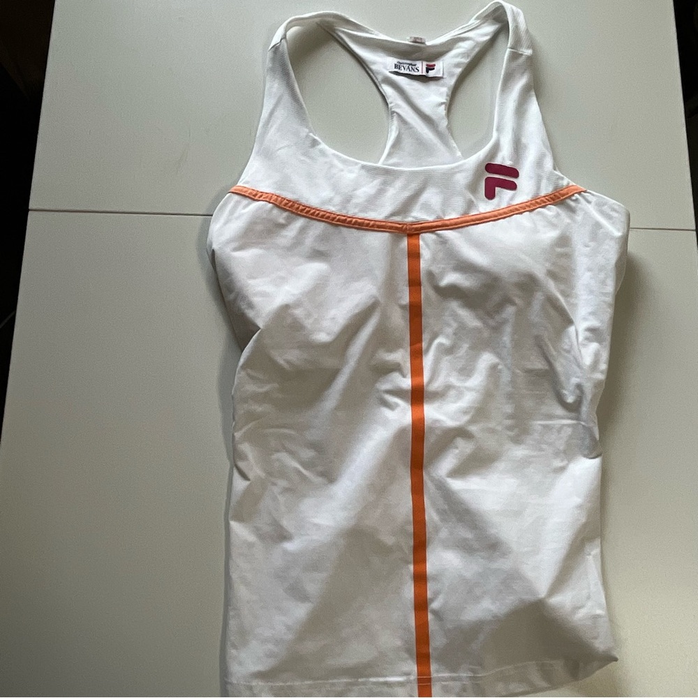 Fila X Christopher Bevans Women's White Tank Top with Orange Accents